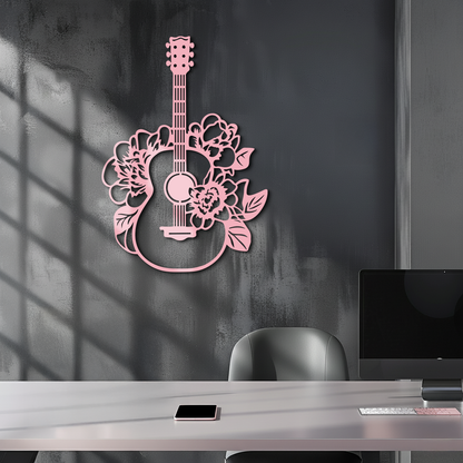 Floral Guitar Metal Wall Art – Music Inspired Home & Studio Decor - KAFGP140 - Tampa Home & Garden Store
