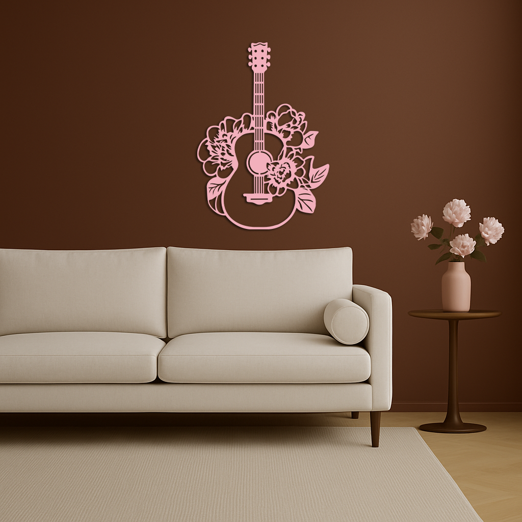 Floral Guitar Metal Wall Art – Music Inspired Home & Studio Decor - KAFGP140 - Tampa Home & Garden Store