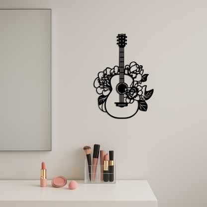 Floral Guitar Metal Wall Art – Music Inspired Home & Studio Decor - KAFGP140 - Tampa Home & Garden Store