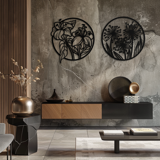 Floral Harmony Metal Wall Art – Elegant Botanical Steel Decor - KAF152 - Tampa Home & Garden Store