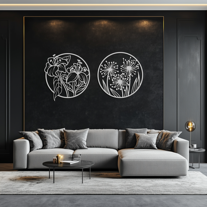 Floral Harmony Metal Wall Art – Elegant Botanical Steel Decor - KAF152 - Tampa Home & Garden Store