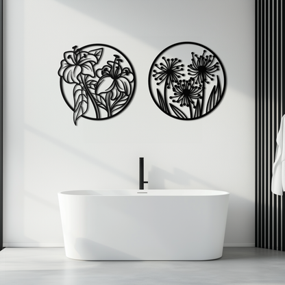 Floral Harmony Metal Wall Art – Elegant Botanical Steel Decor - KAF152 - Tampa Home & Garden Store