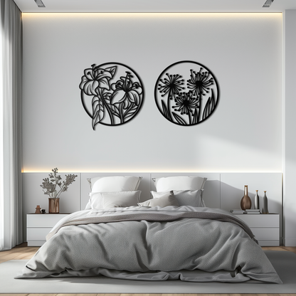 Floral Harmony Metal Wall Art – Elegant Botanical Steel Decor - KAF152 - Tampa Home & Garden Store