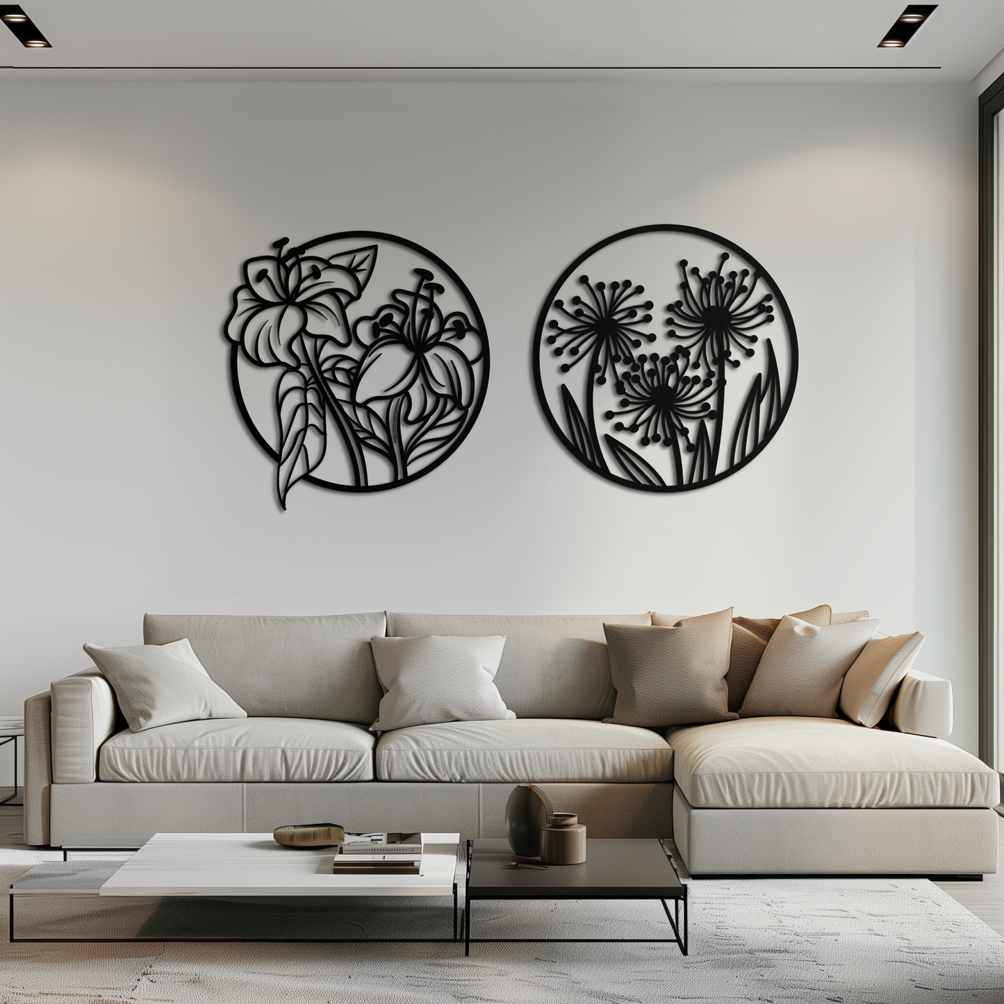 Floral Harmony Metal Wall Art – Elegant Botanical Steel Decor - KAF152 - Tampa Home & Garden Store