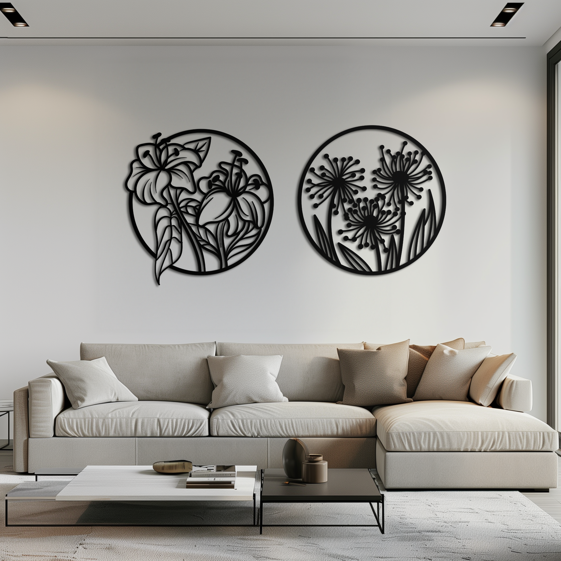 Floral Harmony Metal Wall Art – Elegant Botanical Steel Decor - KAF152 - Tampa Home & Garden Store
