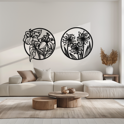 Floral Harmony Metal Wall Art – Elegant Botanical Steel Decor - KAF152 - Tampa Home & Garden Store