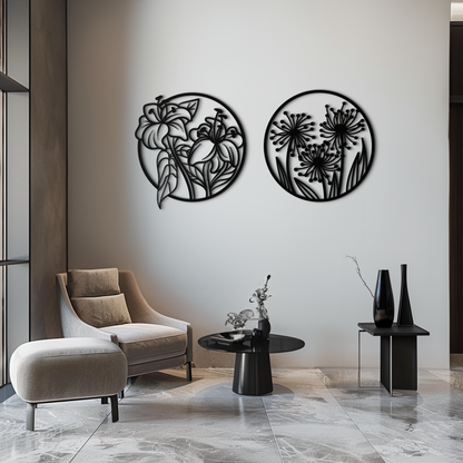 Floral Harmony Metal Wall Art – Elegant Botanical Steel Decor - KAF152 - Tampa Home & Garden Store