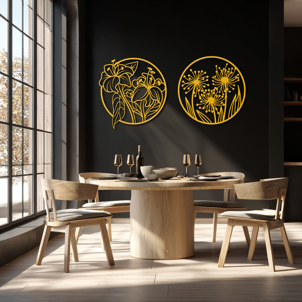 Floral Harmony Metal Wall Art – Elegant Botanical Steel Decor - KAF152 - Tampa Home & Garden Store