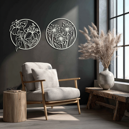 Floral Harmony Metal Wall Art – Elegant Botanical Steel Decor - KAF152 - Tampa Home & Garden Store