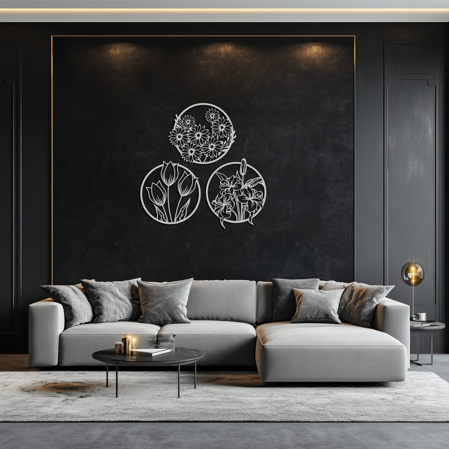 Floral Harmony Metal Wall Art - Set of Three Elegant Botanical Designs - KAF223 - Tampa Home & Garden Store