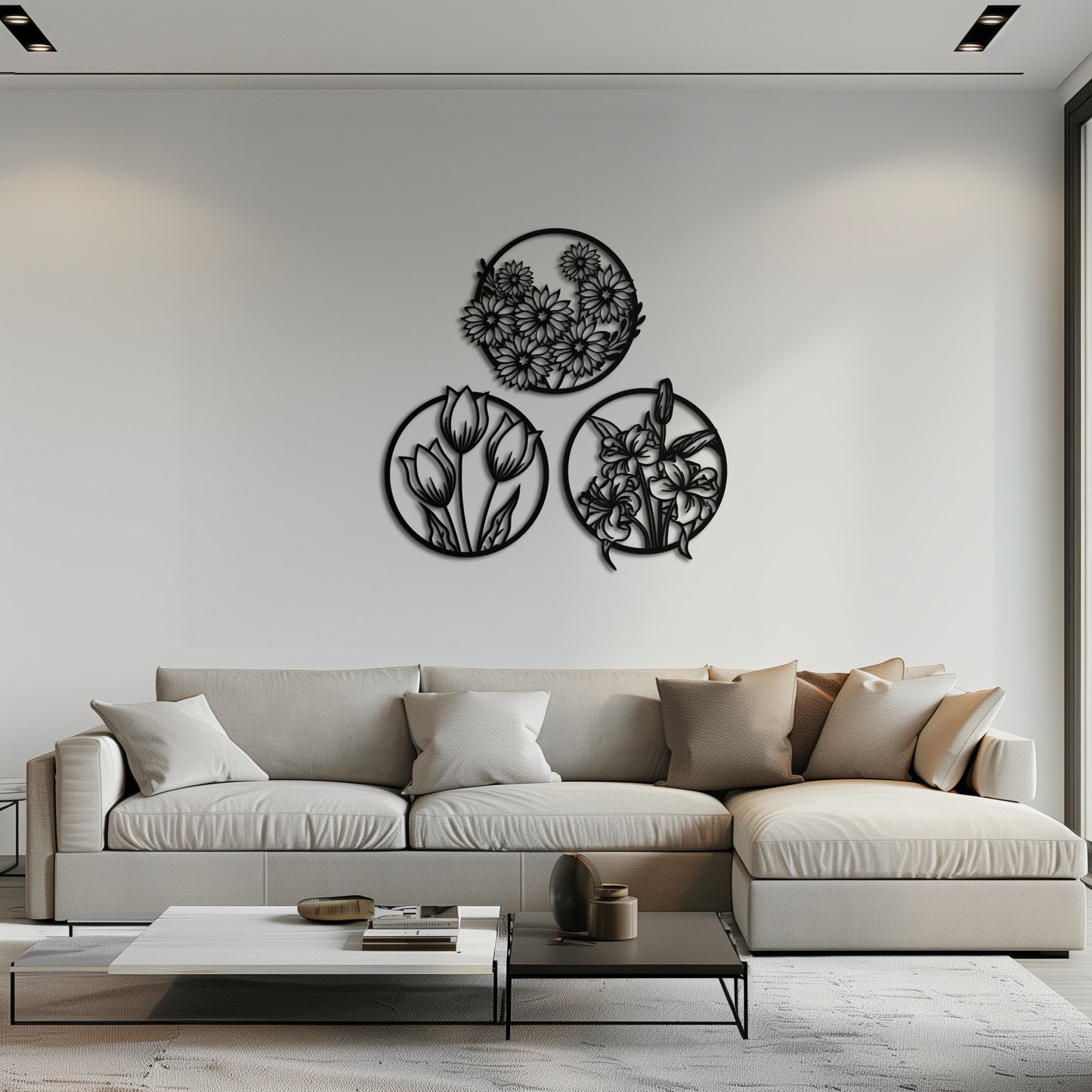 Floral Harmony Metal Wall Art - Set of Three Elegant Botanical Designs - KAF223 - Tampa Home & Garden Store