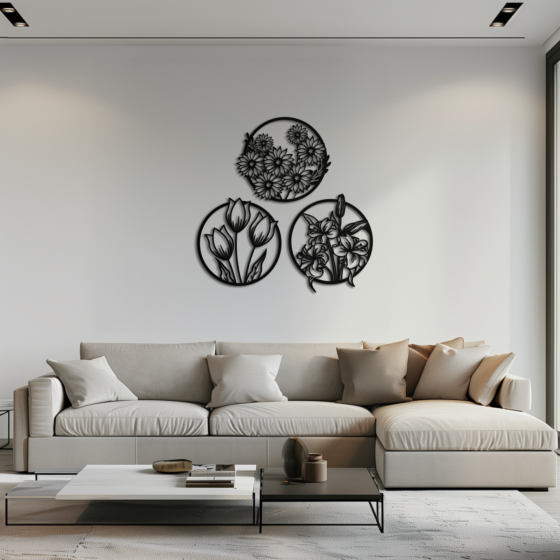 Floral Harmony Metal Wall Art - Set of Three Elegant Botanical Designs - KAF223 - Tampa Home & Garden Store