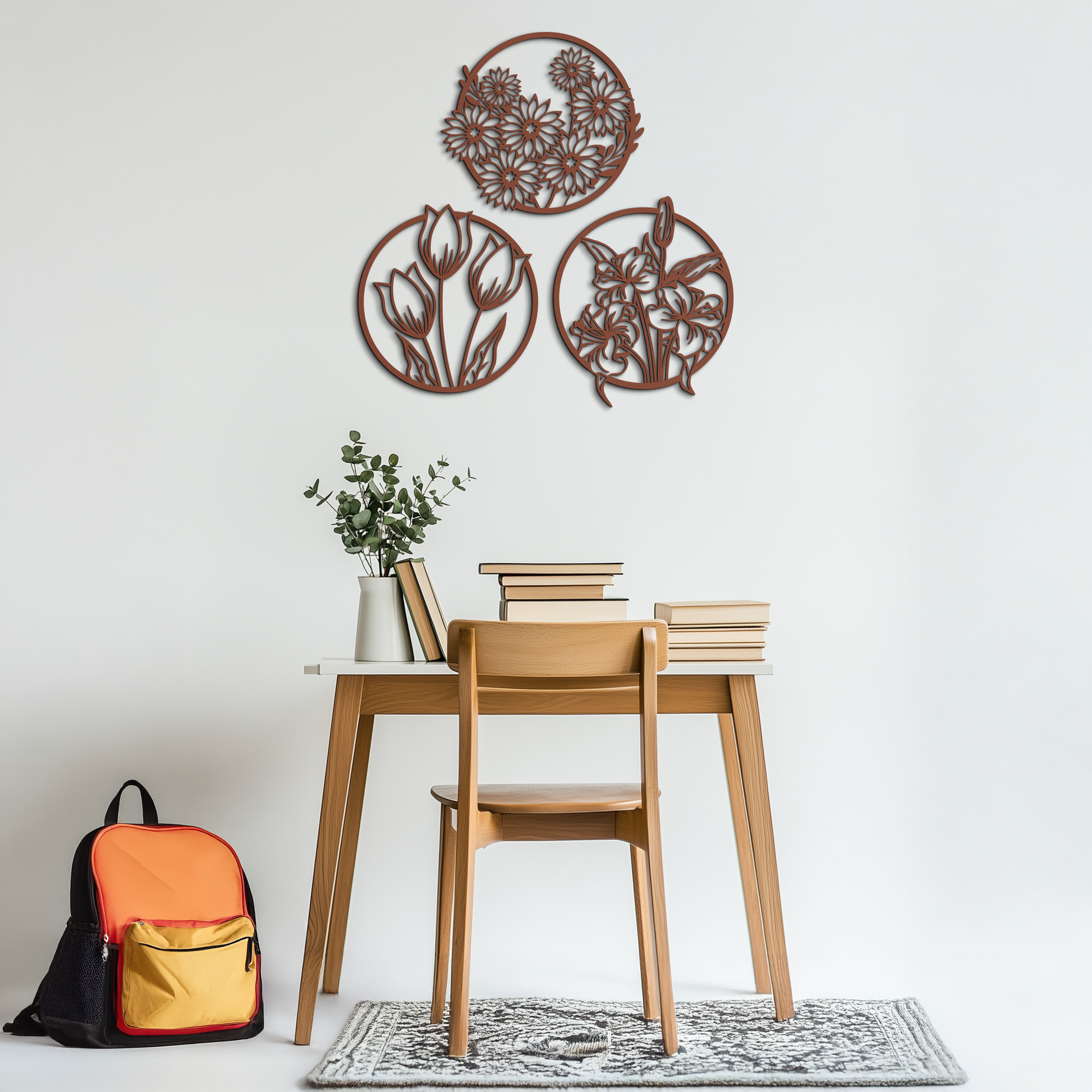 Floral Harmony Metal Wall Art - Set of Three Elegant Botanical Designs - KAF223 - Tampa Home & Garden Store