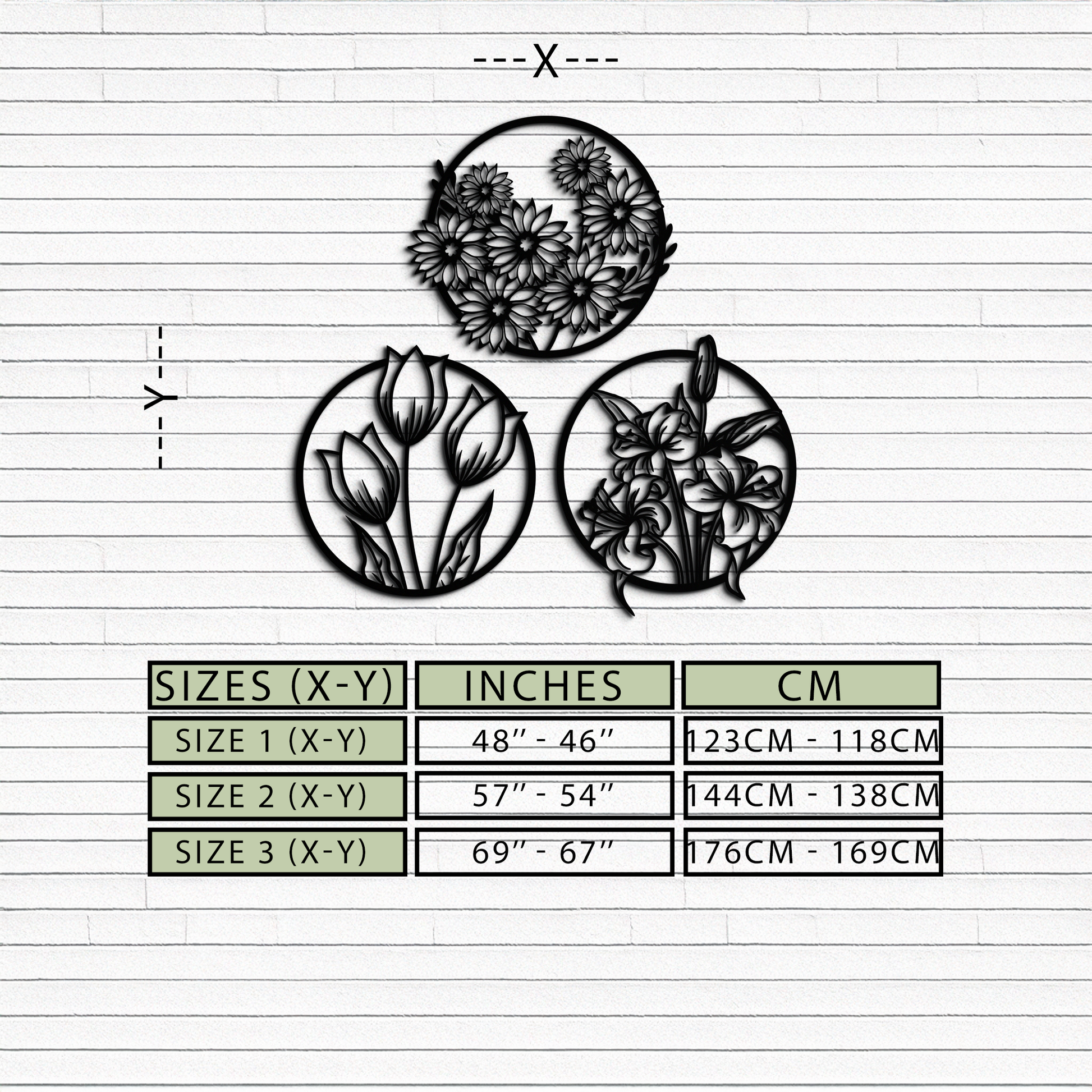 Floral Harmony Metal Wall Art - Set of Three Elegant Botanical Designs - KAF223 - Tampa Home & Garden Store