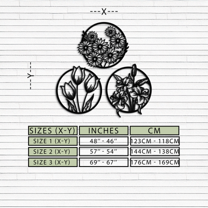 Floral Harmony Metal Wall Art - Set of Three Elegant Botanical Designs - KAF223 - Tampa Home & Garden Store