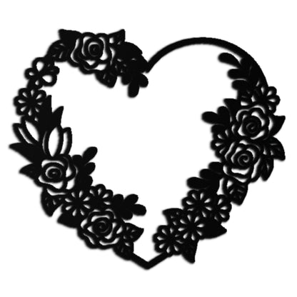 Floral Heart Metal Wall Art - Elegant Steel Rose Wreath - KAF107 - Tampa Home & Garden Store