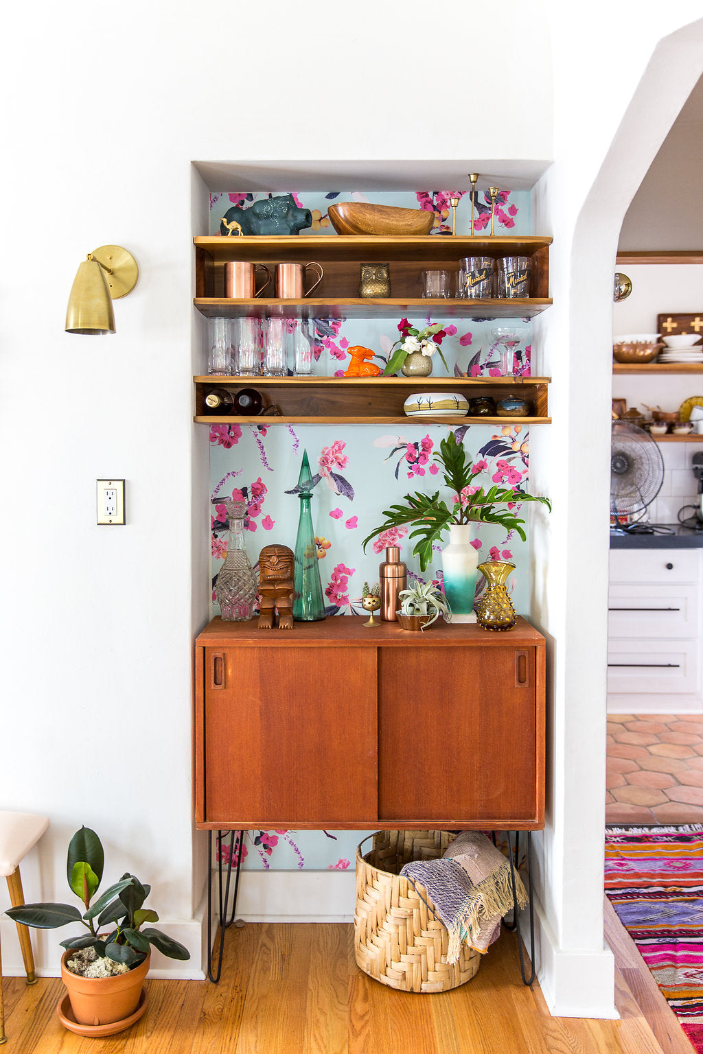 Floral Loquat Wallpaper, blue - Tampa Home & Garden Store