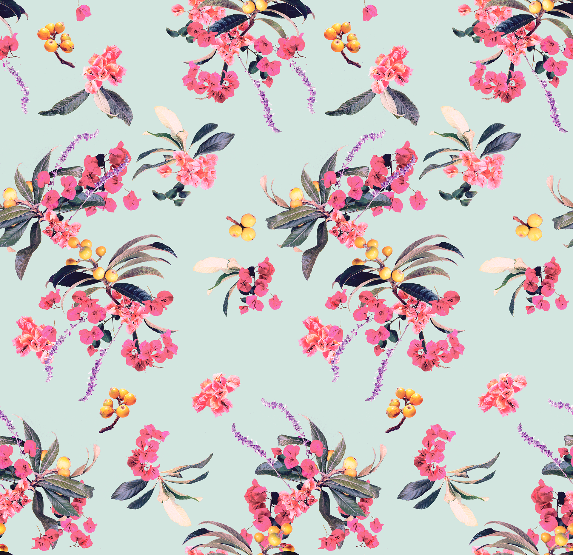 Floral Loquat Wallpaper, blue - Tampa Home & Garden Store