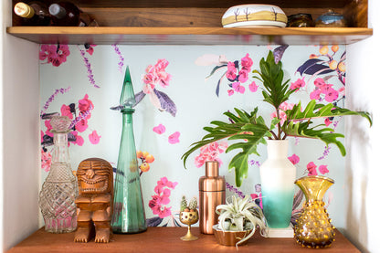 Floral Loquat Wallpaper, blue - Tampa Home & Garden Store