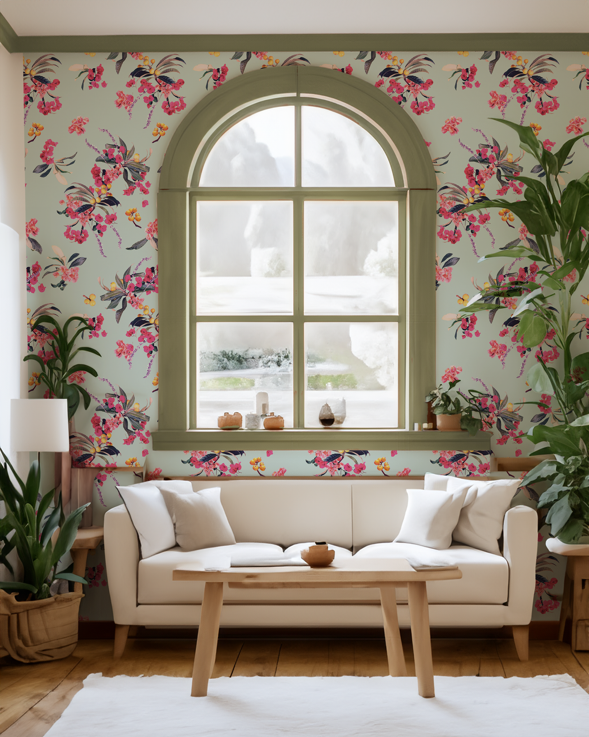 Floral Loquat Wallpaper, blue - Tampa Home & Garden Store