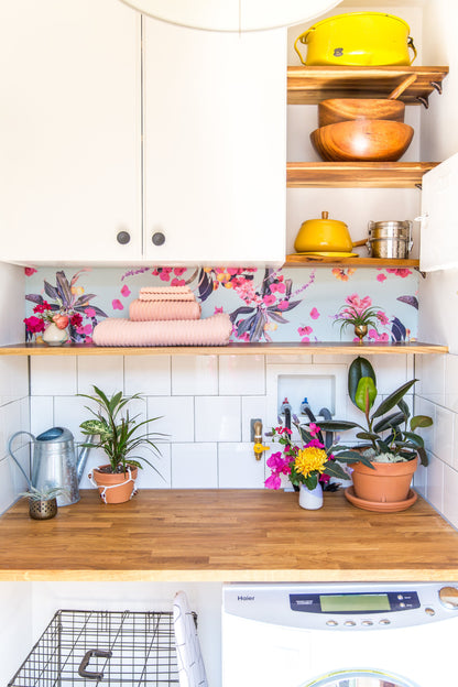 Floral Loquat Wallpaper, blue - Tampa Home & Garden Store