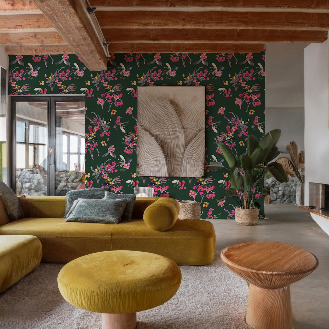 Floral Loquat Wallpaper, green - Tampa Home & Garden Store