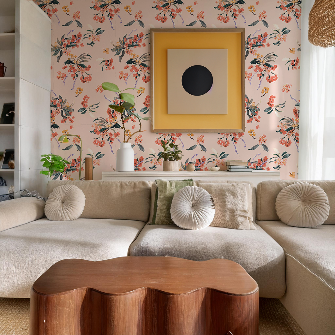 Floral Loquat Wallpaper, peach - Tampa Home & Garden Store