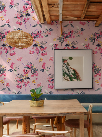 Floral Loquat Wallpaper, pink - Tampa Home & Garden Store