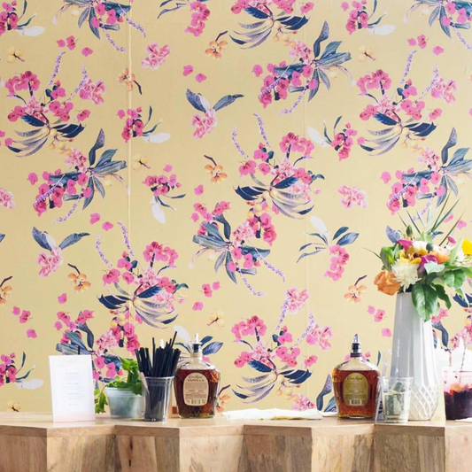 Floral Loquat Wallpaper, yellow - Tampa Home & Garden Store