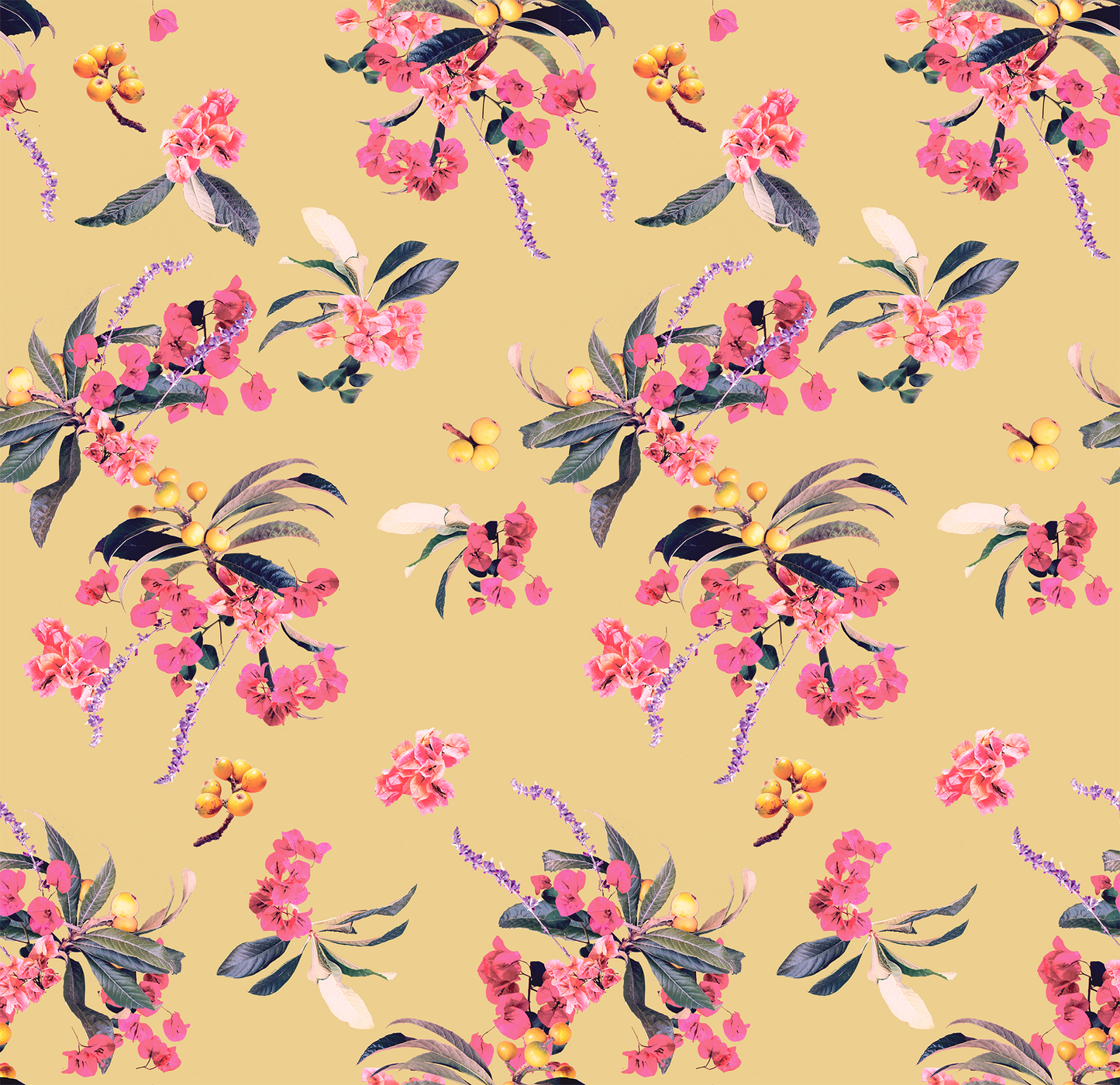 Floral Loquat Wallpaper, yellow - Tampa Home & Garden Store