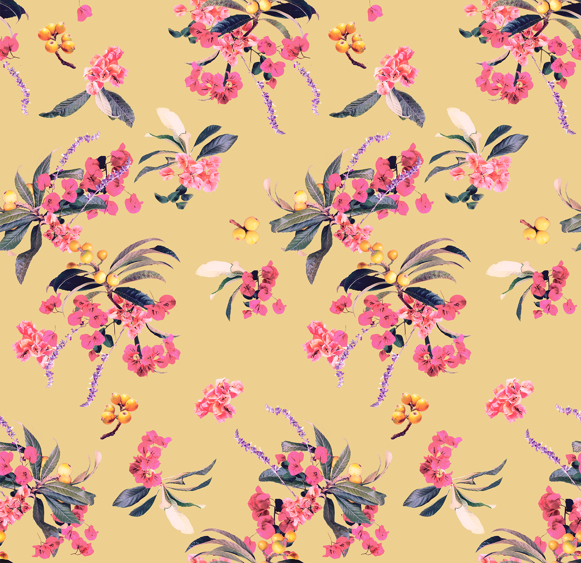 Floral Loquat Wallpaper, yellow - Tampa Home & Garden Store