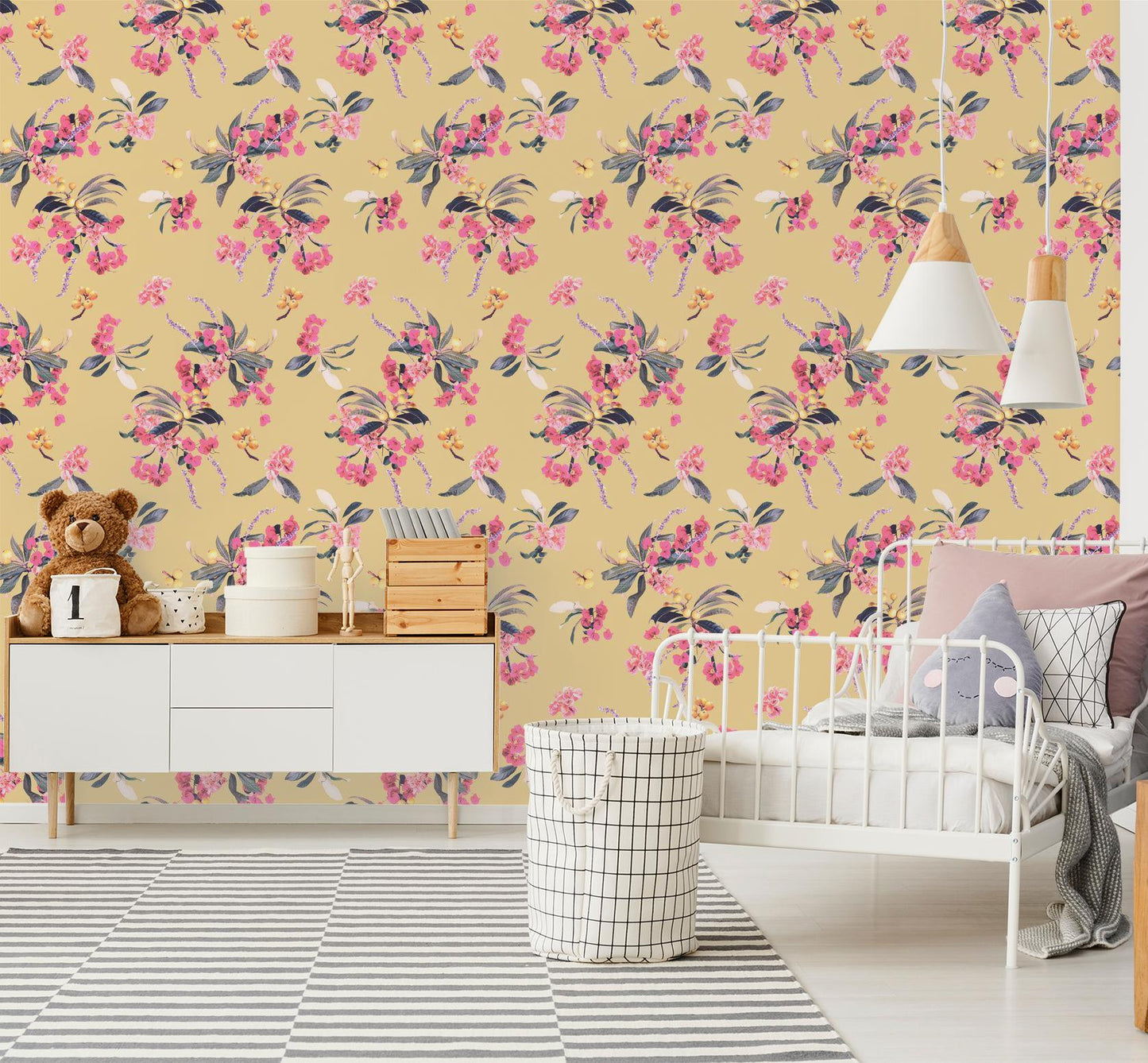 Floral Loquat Wallpaper, yellow - Tampa Home & Garden Store