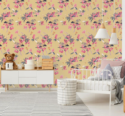 Floral Loquat Wallpaper, yellow - Tampa Home & Garden Store