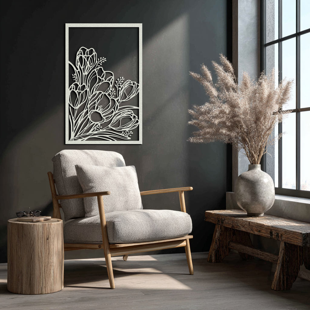 Floral Metal Wall Art – Elegant Botanical Home Decor - KAF219 - Tampa Home & Garden Store