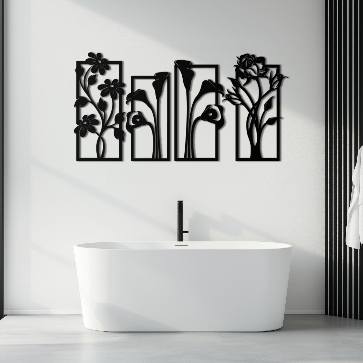 Floral Metal Wall Art - Elegant Botanical Panel Set- KAF167 - Tampa Home & Garden Store