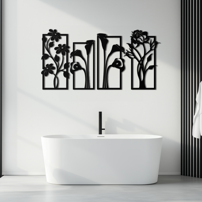 Floral Metal Wall Art - Elegant Botanical Panel Set- KAF167 - Tampa Home & Garden Store