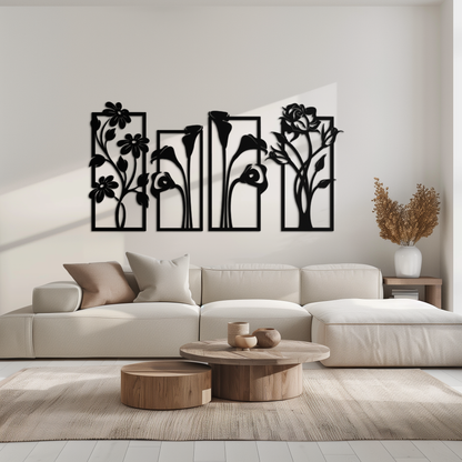 Floral Metal Wall Art - Elegant Botanical Panel Set- KAF167 - Tampa Home & Garden Store