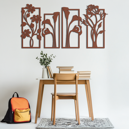Floral Metal Wall Art - Elegant Botanical Panel Set- KAF167 - Tampa Home & Garden Store