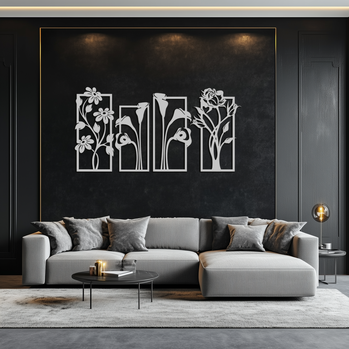 Floral Metal Wall Art - Elegant Botanical Panel Set- KAF167 - Tampa Home & Garden Store