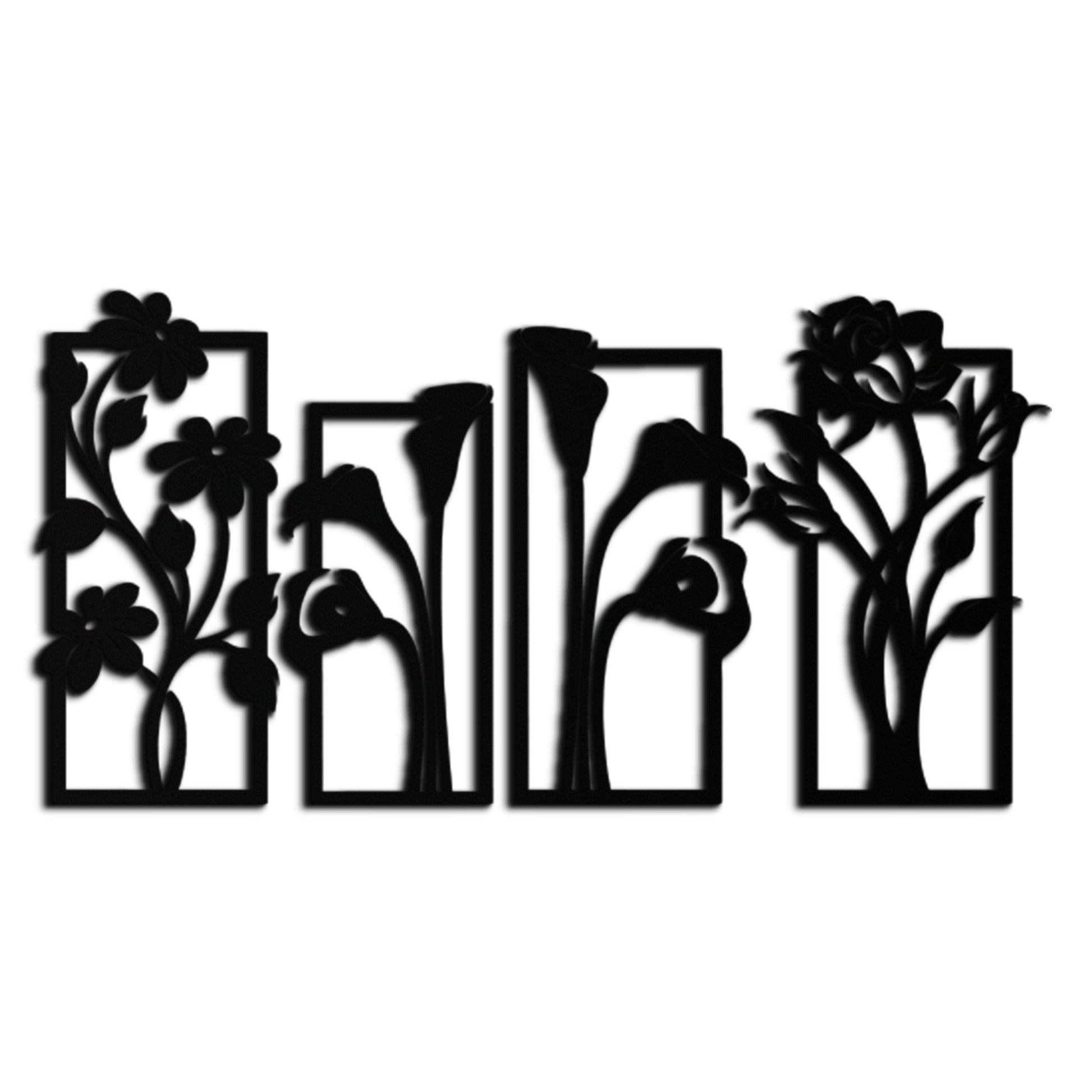 Floral Metal Wall Art - Elegant Botanical Panel Set- KAF167 - Tampa Home & Garden Store