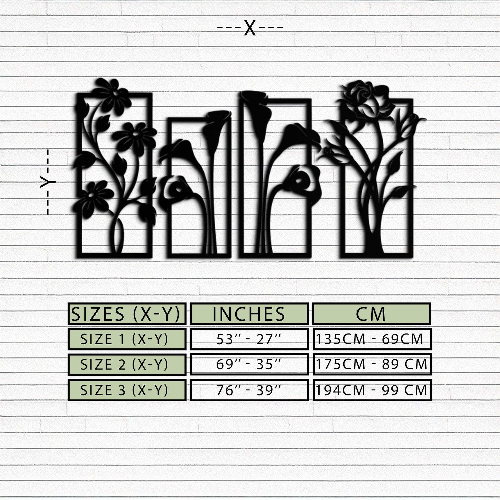 Floral Metal Wall Art - Elegant Botanical Panel Set- KAF167 - Tampa Home & Garden Store