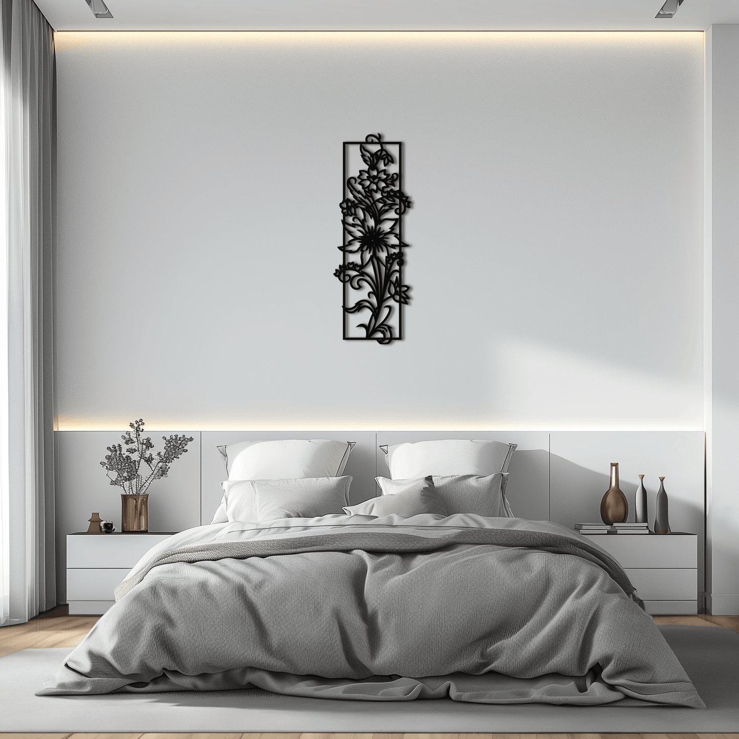 Floral Panel Metal Wall Art - Steel Wall Decor for Home and Office - KAF015 - Tampa Home & Garden Store