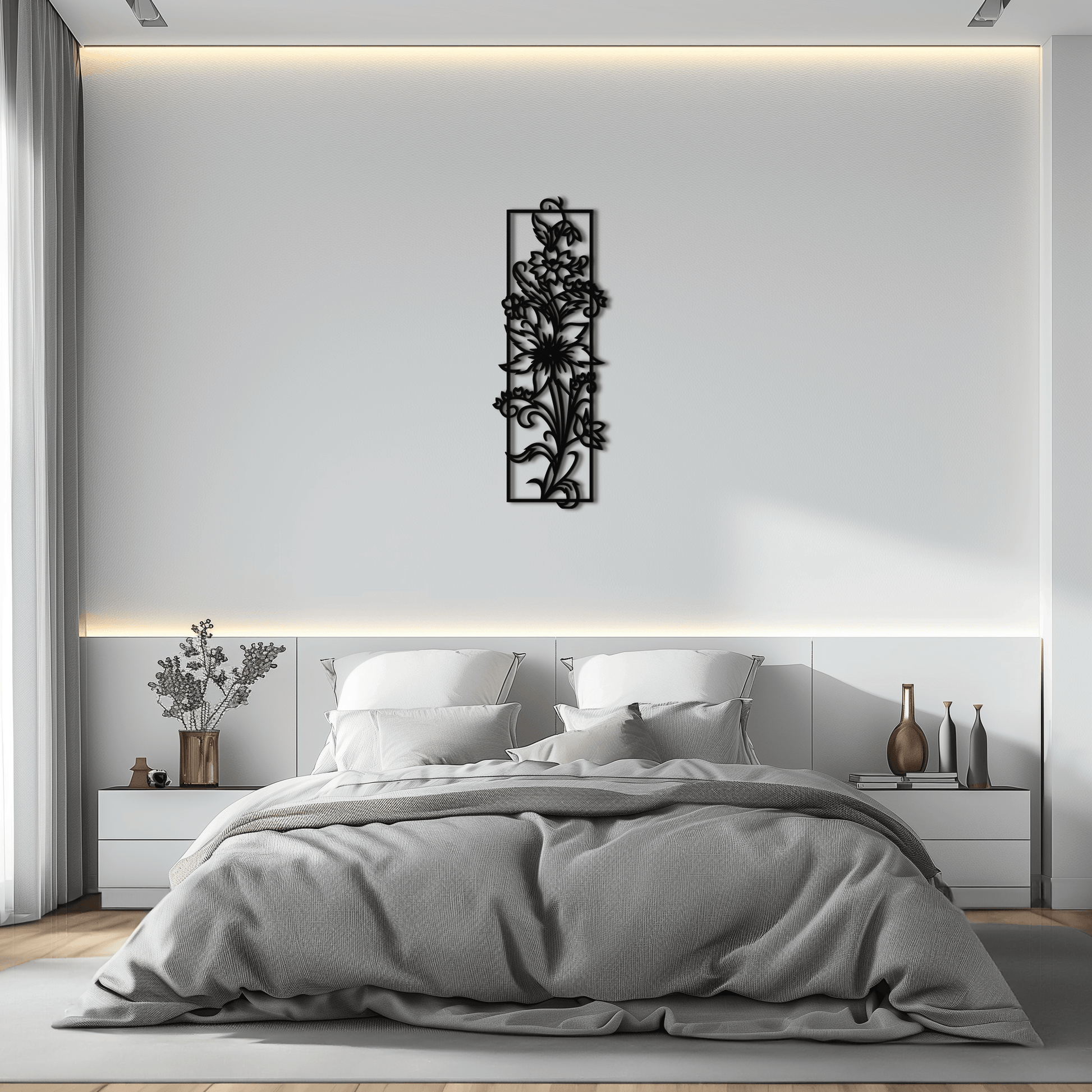 Floral Panel Metal Wall Art - Steel Wall Decor for Home and Office - KAF015 - Tampa Home & Garden Store