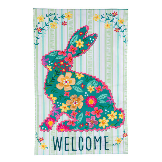 Floral Patterned Bunny Applique House Flag - Tampa Home & Garden Store
