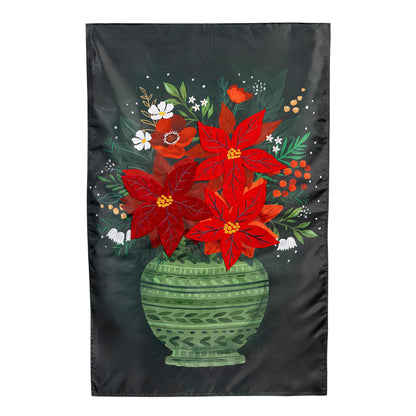 Floral Poinsettia Vase Applique House Flag - Tampa Home & Garden Store