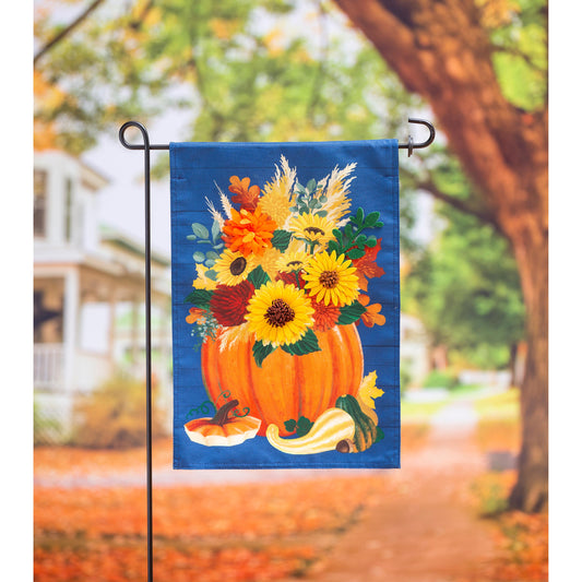 Floral Pumpkin Garden Linen Flag - Tampa Home & Garden Store