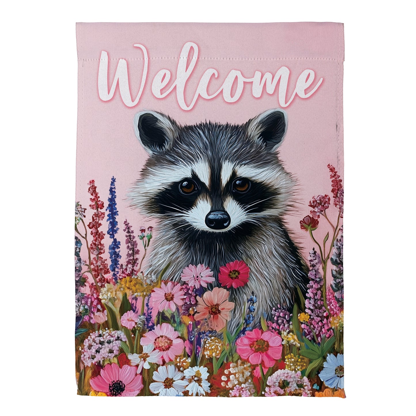 Floral Raccoon Suede House Flag - Tampa Home & Garden Store