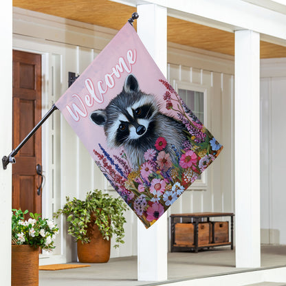Floral Raccoon Suede House Flag - Tampa Home & Garden Store