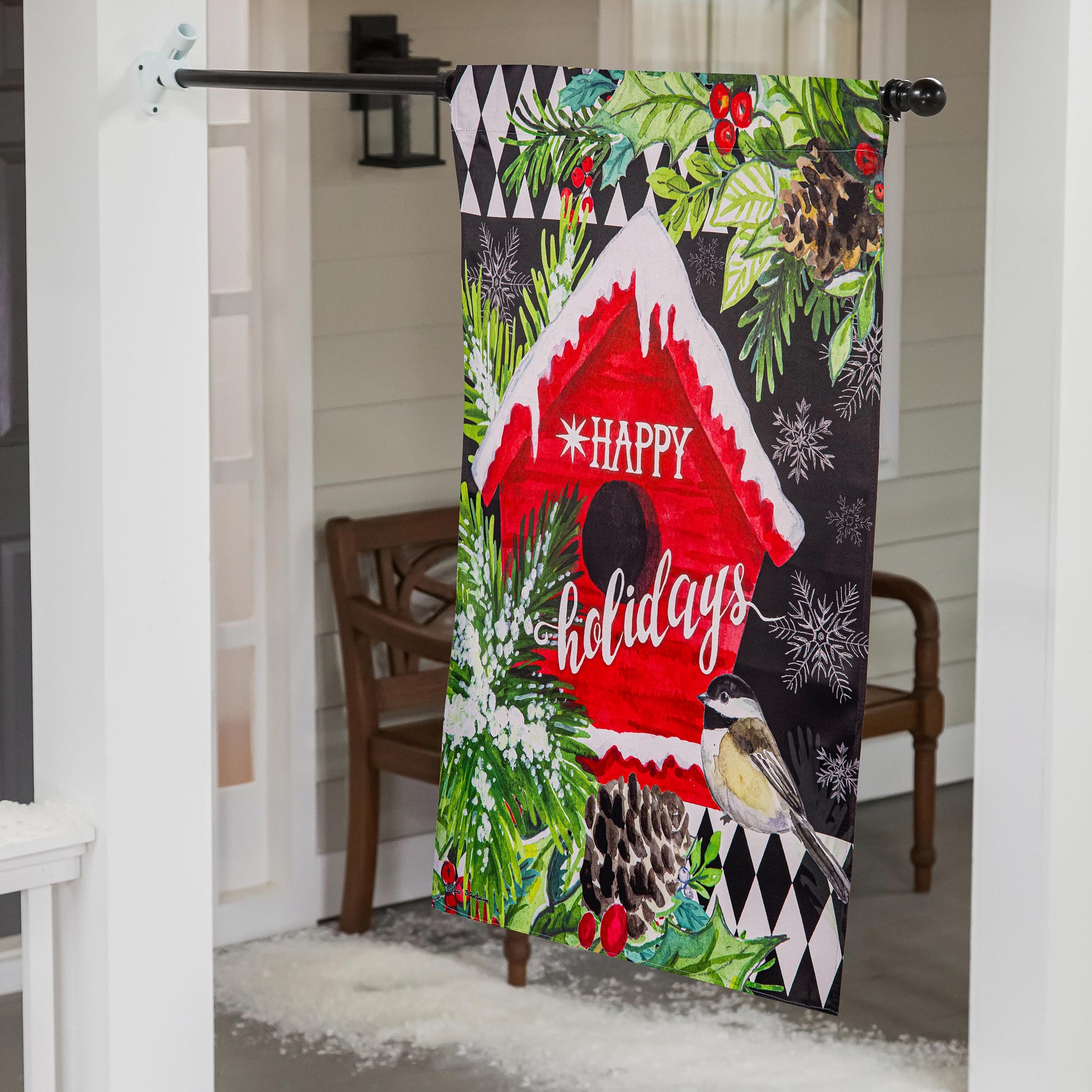 Floral Red Birdhouse Suede House Flag - Tampa Home & Garden Store