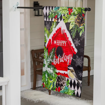 Floral Red Birdhouse Suede House Flag - Tampa Home & Garden Store